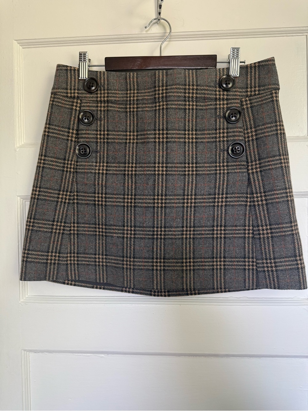 Vintage Y2K GAP Plaid Wool Mini Skirt in Yellow and Gray Dark Academia Sz 2